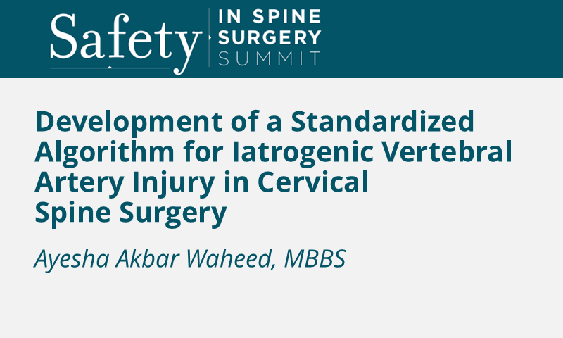 Development of a Standardized Algorithm for Iatrogenic Vertebral Artery Injury in Cervical Spine Surgery